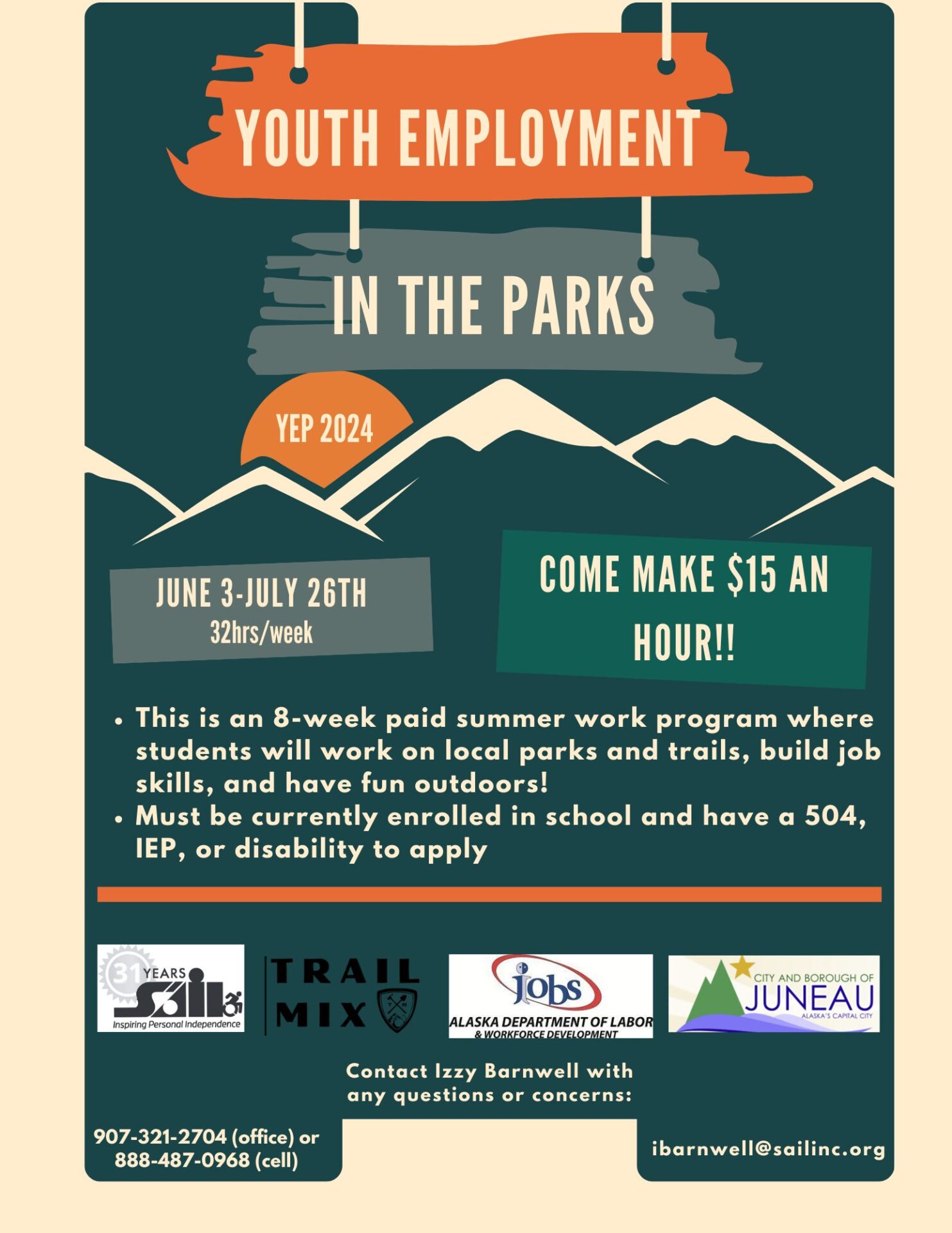 Juneau's Youth Employment In the Park 2024-Registration Closed
